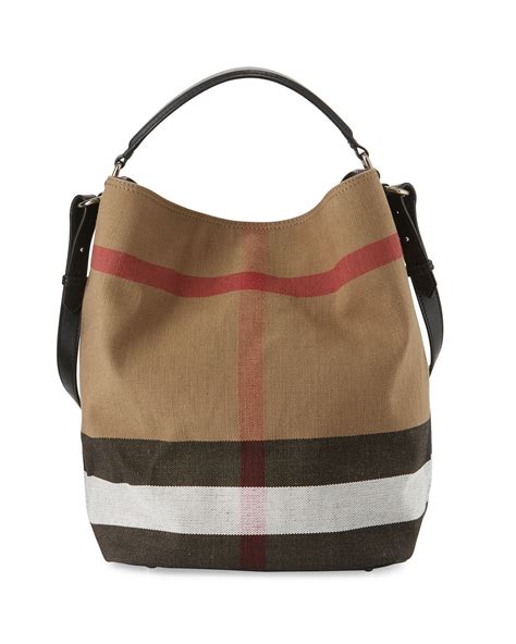 burberry ashby medium canvas hobo bag leather|BURBERRY Canvas Mega Check Medium Ashby Hobo Saddle .